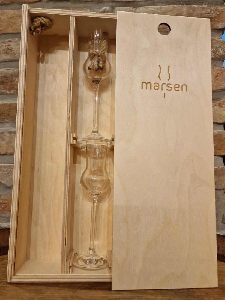Marsen dárkový dřevěný box se 2 skleničkami na lahev Exclusiv