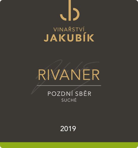 Jakubík Rivaner pozdní sběr 2019 suché 12% 0,75l