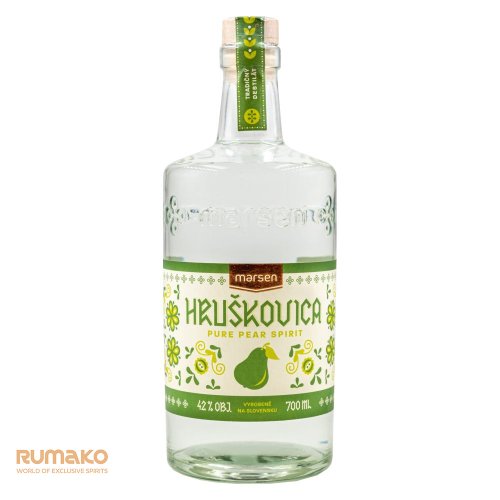 Marsen Hruškovica TRADITIONAL 42% 0,7l v dřevěném dárkovém boxu se skleničkami