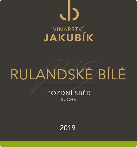 Jakubík Rulandské bílé pozdní sběr 2019 suché 12,5% 0,75l