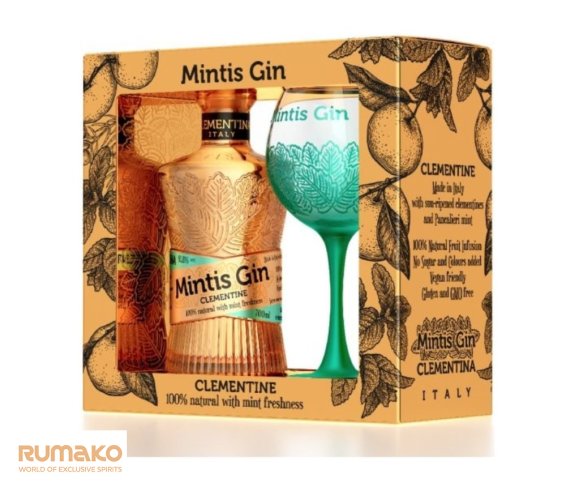 Mintis Clementina 70cl. 41,8% dárkový set se skenicí na gin