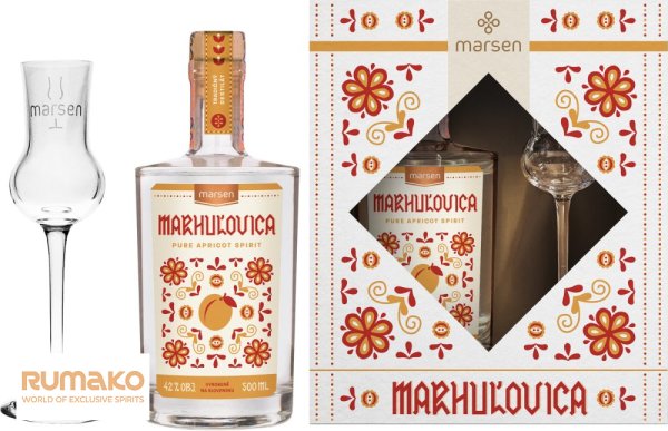 Marsen Marhulovica TRADITIONAL 42% 0,5l v dárkovém balení se skleničkou