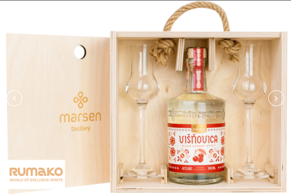 Marsen Višňovica TRADITIONAL 42% 0,7l v dřevěném boxu se skleničkami