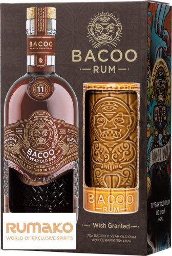 Bacoo 11 YO Rum 40% 0,7l + Tiki pohárek v dárkové krabičce