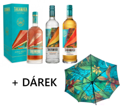 Takamaka TRIO =Rum Zepis Kreol + Takamaka Dark Spiced + Takamaka Ananas + Tropický deštník jako DÁREK