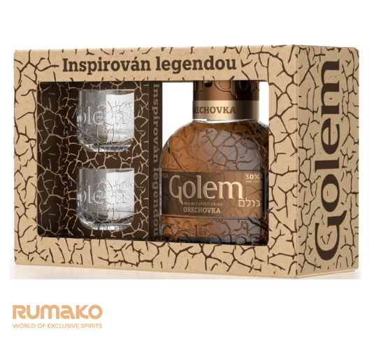 GOLEM Ořechovka 0,5l 30% v dárkovém boxu se skleničkami