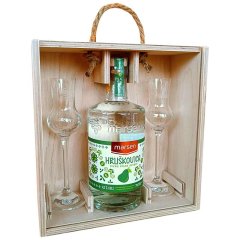 Marsen Hruškovica TRADITIONAL 42% 0,7l v dřevěném dárkovém boxu se skleničkami