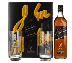 Johnnie Walker 12 YO Black Label Whisky 40% 0,7l + 2 skleničky v dárkovém balení