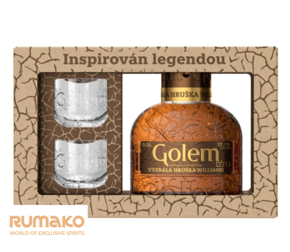 GOLEM Ořechovka 0,5l 30% v dárkovém boxu se skleničkami