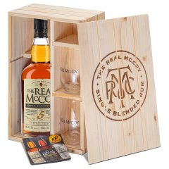 The Real McCoy 5YO Distiller's Proof 46% 0,7l Wood Box + 2 skleničky