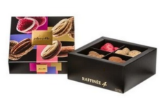 ChocoMe Bonboniéra - 4 druhy dražé v mléčné, bílé a zlaté/blond čokoládě s malinami a ořechy