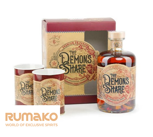 Demon's Share 6 YO 40% 0,7l v dárkovém boxu se 2 plecháčky