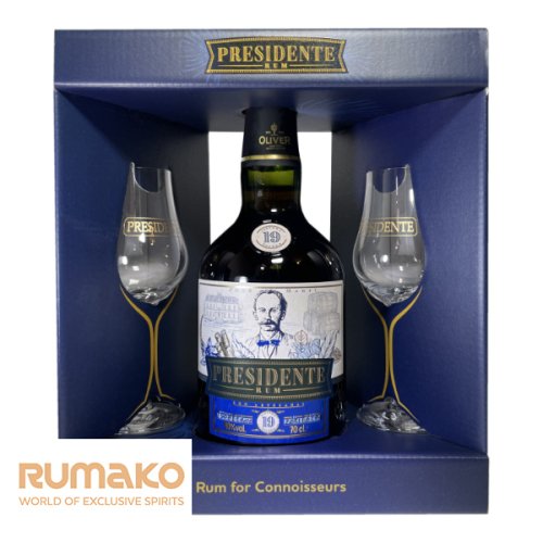 Presidente 19 Sistema Solera 40% 0,7l v dárkovém boxu se 2 skleničkami