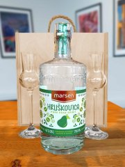 Marsen Hruškovica TRADITIONAL 42% 0,7l v dřevěném dárkovém boxu se skleničkami
