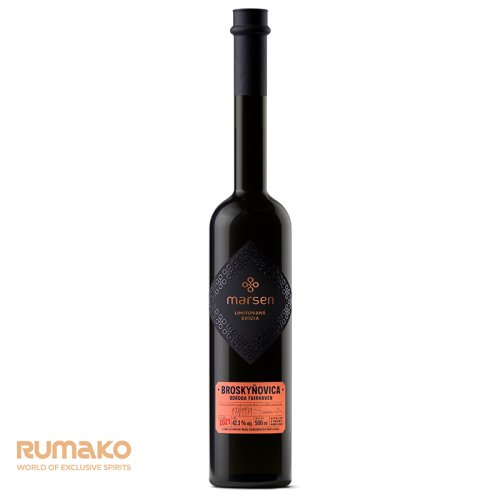 Marsen Exclusiv Broskyňovica Fairhaven 42,3% 0,5l v dárkovém dřevěném boxu se 2 skleničkami