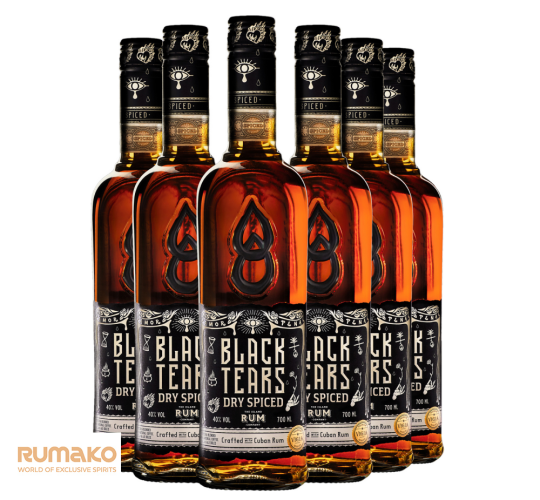 6x Black Tears Spiced Rum 40% 0,7l + tričko Black Tears velikosti M