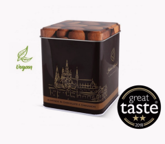 Mandle v hořké čokoládě se skořicív plechové dóze 200 g