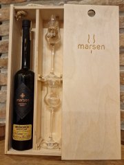 Marsen Exclusiv Hruškovica Williams 42,3% 0,5l v dárkovém dřevěném boxu se 2 skleničkami