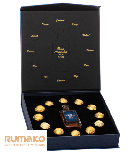 Kazeta s pralinkami Blue Mauritius Gold 40% 0,05l