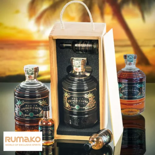 Ron La Progresiva 8 limitada 41% 0,7l v dřevěném boxu + mini LP13