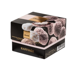 ChocoMe Bonboniéra gurmánských dražé kokos v hořké čokoládě s malinovou polevou Raffinée