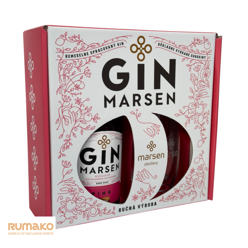 Gin Marsen Pink 38% 0,7l v dárkovém balení se skleničkou
