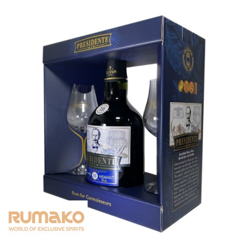 Presidente 19 Sistema Solera 40% 0,7l v dárkovém boxu se 2 skleničkami