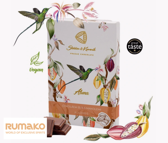 Aluna - čokoláda 55% s mandlemi, 70 g