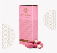 Mandle v ruby čokoládě s malinovým práškem, 130g