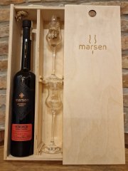 Marsen Exclusiv Višňovica Cigánska 42,3% 0,5l v dárkovém dřevěném boxu se 2 skleničkami