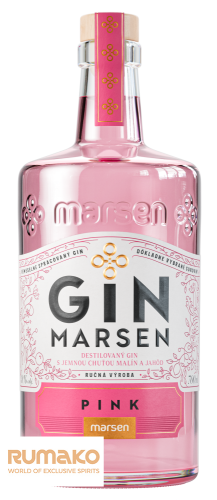 Gin Marsen Pink 38% 0,7l v dřevěném boxu se skleničkami