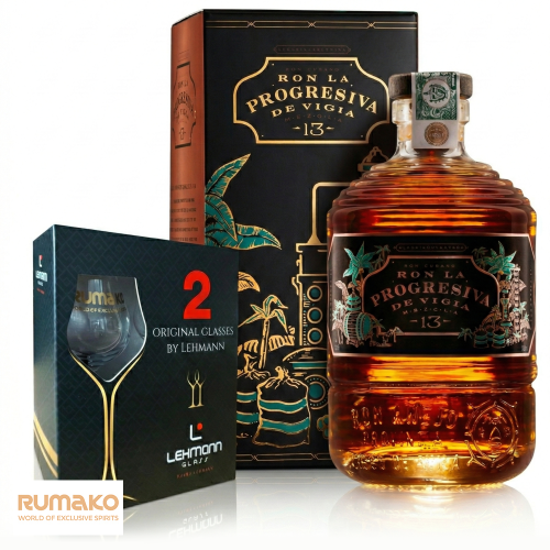 Ron La Progresiva de Vigia Mezcla 13 41% 0,7l + 2 skleničky na rum v dárkové krabičce jako DÁREK