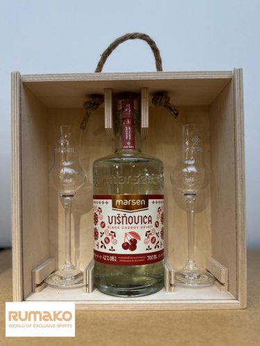 Marsen Višňovica TRADITIONAL 42% 0,7l v dřevěném boxu se skleničkami