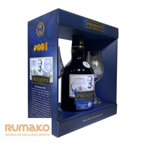 Presidente 19 Sistema Solera 40% 0,7l v dárkovém boxu se 2 skleničkami
