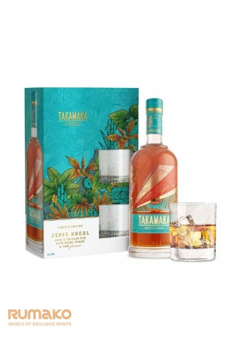 Takamaka Rum Zepis Kreol 43% 0,7l v dárkovém boxu se 2 skleničkami