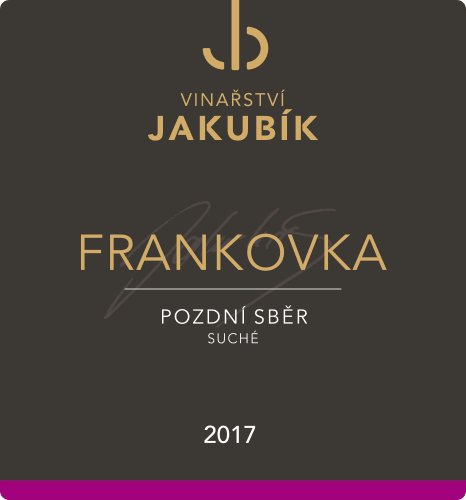 Jakubík Frankovka pozdní sběr 2017 suché 12% 0,75l