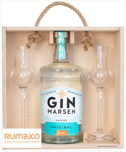 Gin Marsen Original 42% 0,7l v dřevěném boxu se skleničkami