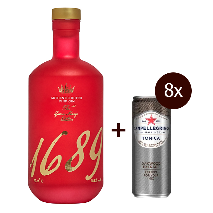 Gin 1689 The Queen Marry Edition 38,5% 0,7l + 8x tonic Sanpellegrino 0,33l