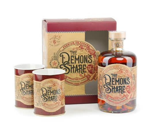 Bodegas de America, S.A. The Demon's Share + 2 hrnky, Gift Box, 40%, 0,7l